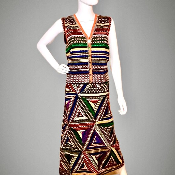 ⭐️SALE: $2235 Orange Label MISSONI Metallic Geometric Knit Skirt Size 6 - Picture 3 of 14